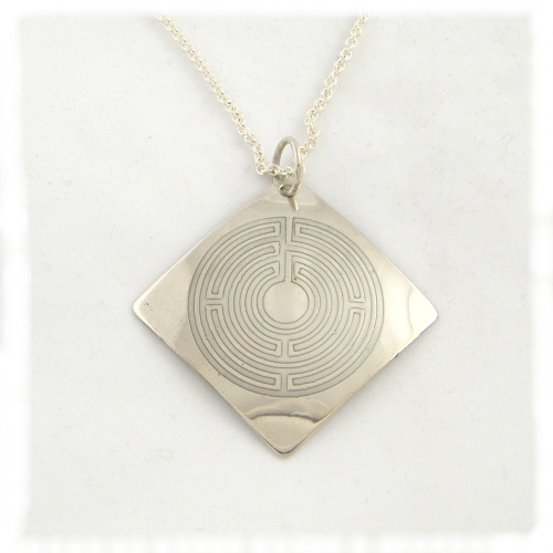 Medium silver labyrinth pendant